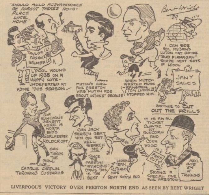 1938 LFC v PNE sketch evening express