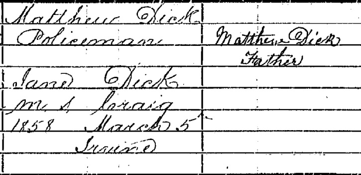 1868 Douglas Dick birth certificate 2