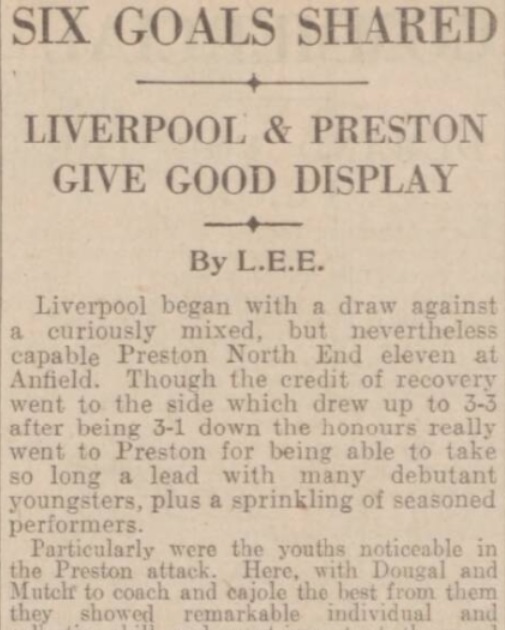 1940 Liverpool v Preston North End Daily Post 1