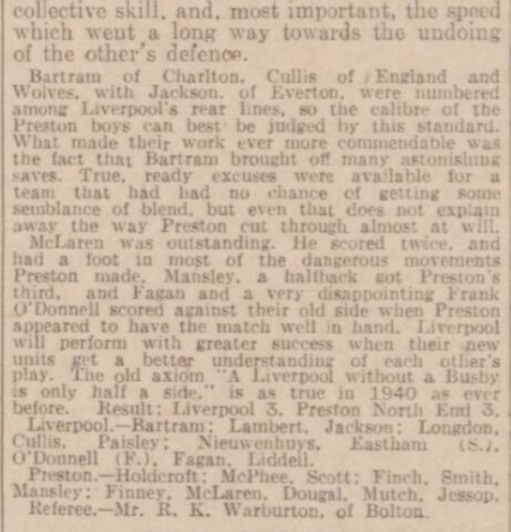 1940 Liverpool v Preston North End Daily Post 2