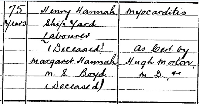 Andrew Hannah Death certificate part II