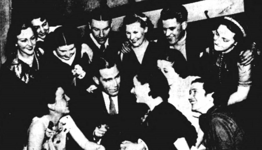 Preston North End, club dance in 1938, after the cup final. Captain Tom Smith in front with Bill Shankly and Bobby Beattie back.