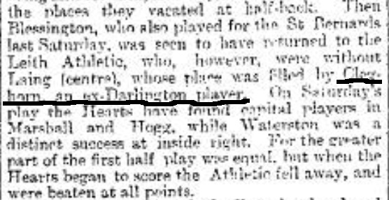 Thomas Cleghorn, Leith Athletic, Darlington