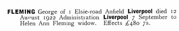 George Fleming probate 1922