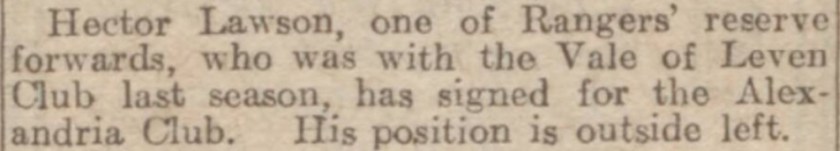 Hector Lawson 1920 Vale of Leven