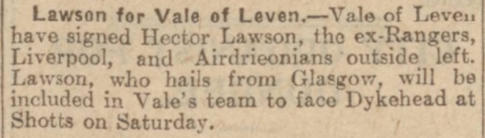 Hector Lawson for Vale of Leven 1926