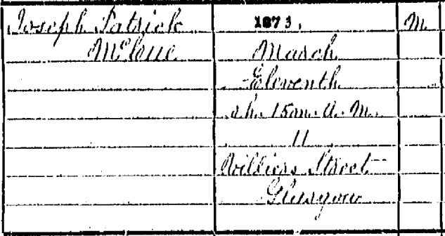 Joe McQue birth certificate I