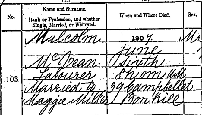 Malcolm McVean death certificate I