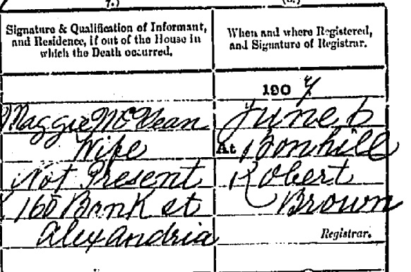 Malcolm McVean death certificate III