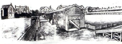 The Main stand in 1894-95 season seen from corner of The Kop (probably with The Albert pub next to us). This main stand was moved across to the Kemlyn Road side in the summer of 1906.