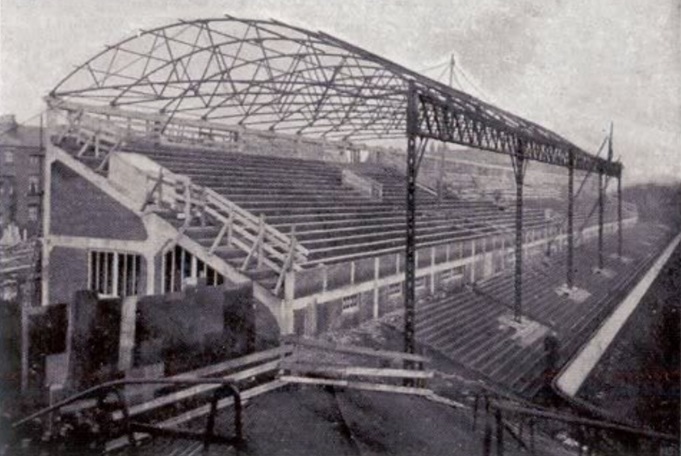 From a postcard stating "Main stand." I am not sure if it is the old main stand that was moved across to Kemlyn Road side, or if it is he new one build in 1906.