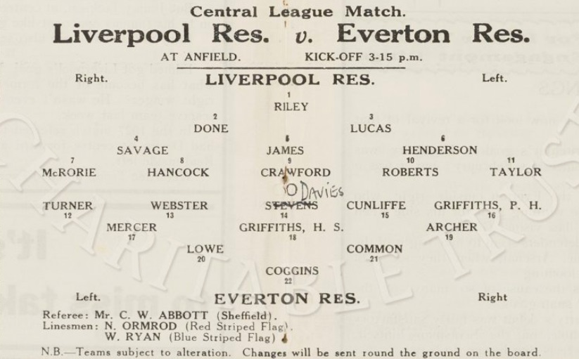 Liverpool Reserves 1 Oct 1932