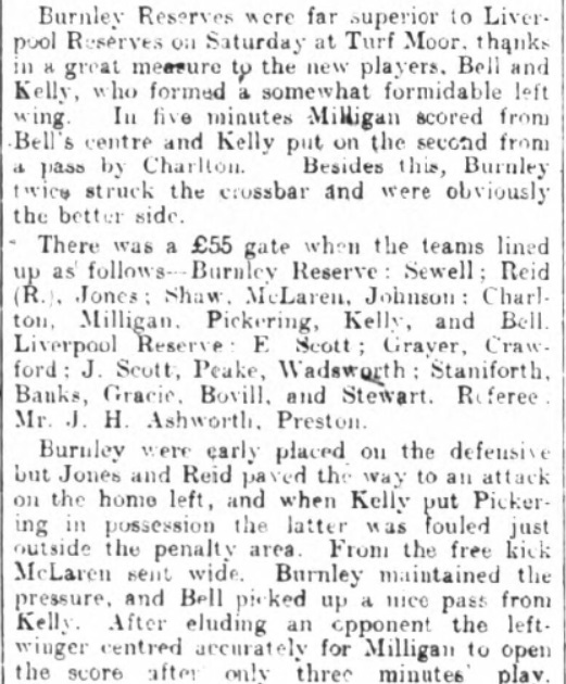 Burnley Reserves v Liverpool Reserves, 1913