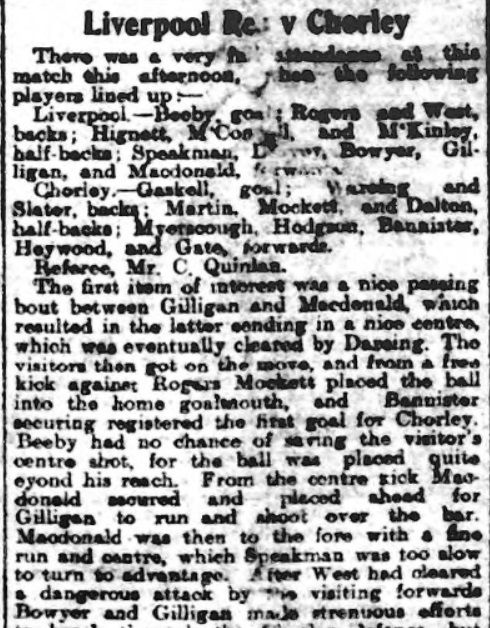Liverpool Reserves v Chorley, 1910