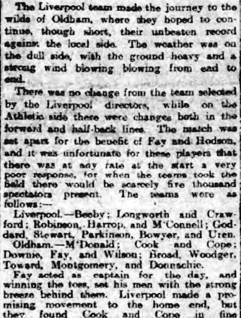 Oldham Athletic v Liverpool, 1910.