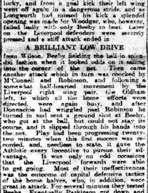 Oldham Athletic v Liverpool, 1910.