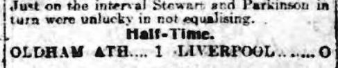 Oldham Athletic v Liverpool, 1910.