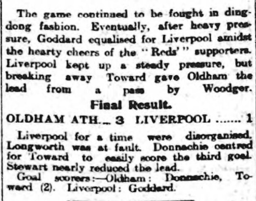 Oldham Athletic v Liverpool, 1910.