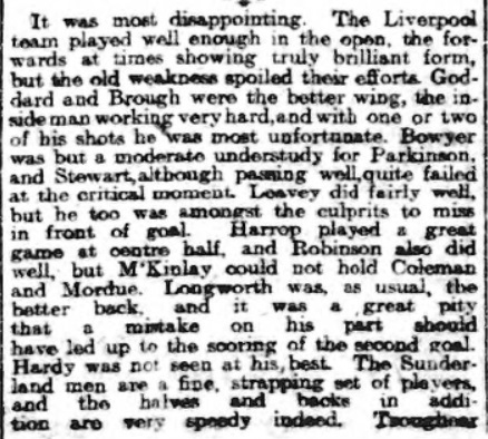 Liverpool v Sunderland, Anfield, December 1910.