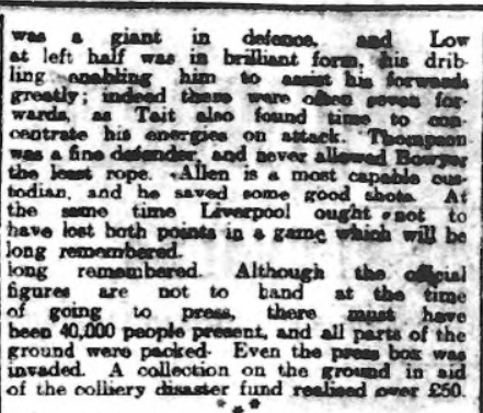 Liverpool v Sunderland, Anfield, December 1910.