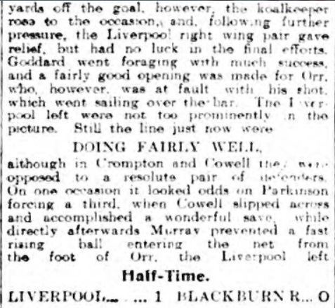 Blackburn ROvers v Liverpool, Ewood Park, 1910