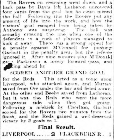 Blackburn ROvers v Liverpool, Ewood Park, 1910