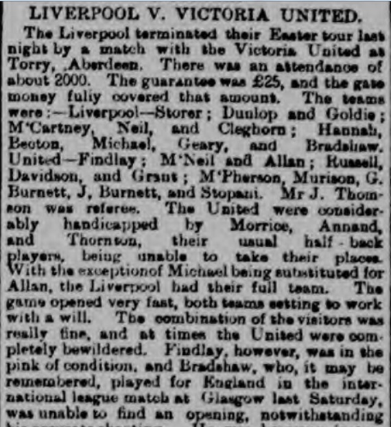 Victoria United v Liverpool, 1897