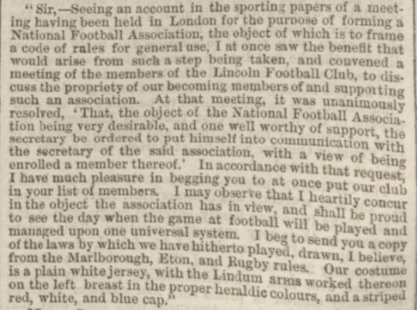 1863 Lincoln FC letter