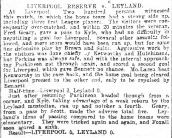 LFC Reserves v Leyland 1899