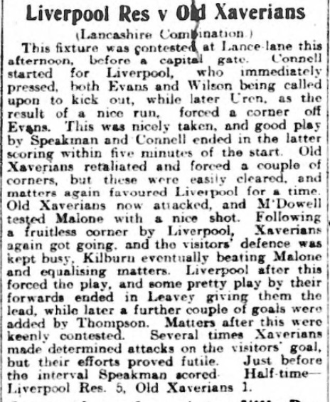 1910 LFC Res v Xaverians