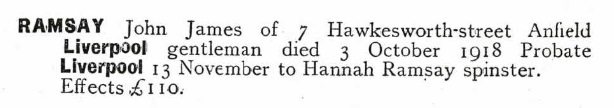 John James Ramsay probate