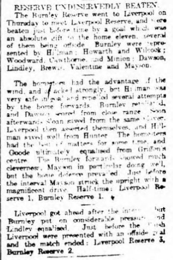 LFC Res v Burnley Res March 1909