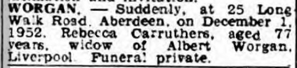 Worgan Aberdeen Evening Express 1 dec 1952