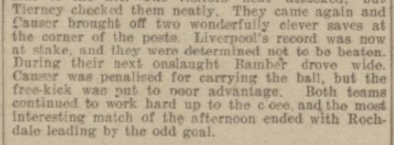 Match report, Rochdale v Liverpool, December 1916