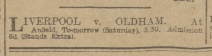 1916 advertisement LFC Oldham