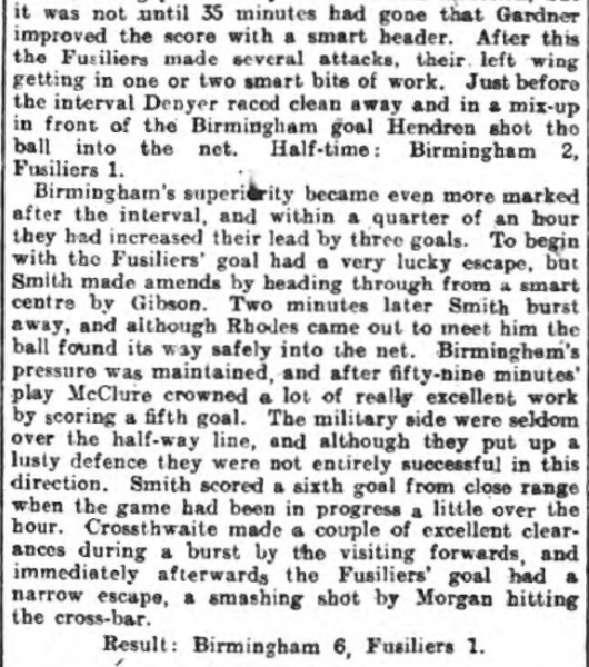 1916 Birmingham v Fusiliers 2