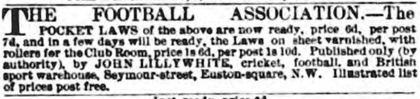 the fa ad 1863 rules December 26