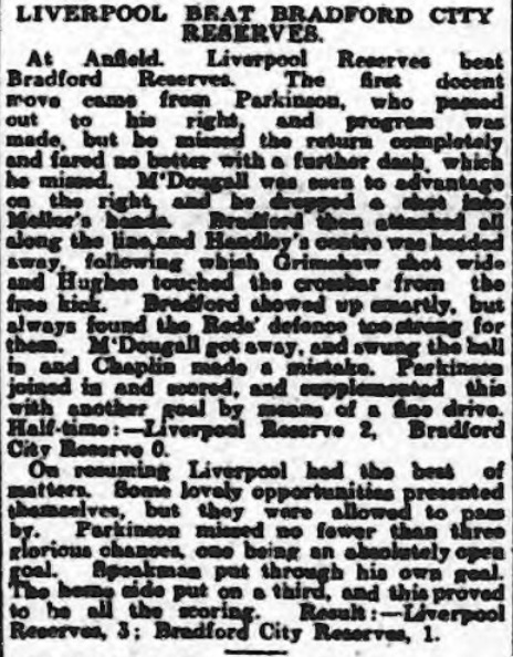 1914 LFC Res v Bradford City Res