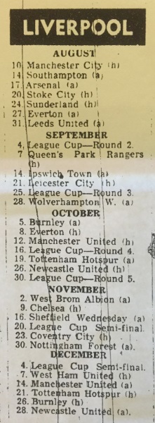 1968 fixture card 69 9 1