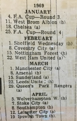1968 fixture card 69 9 2