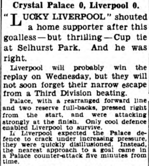 1938 Crystal Palace v Liverpool Daily Express 1