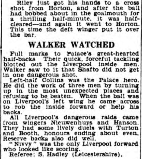 1938 Crystal Palace v Liverpool Daily Express 2