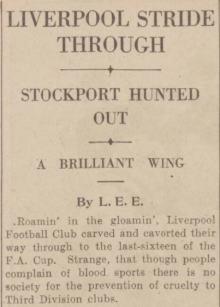 1939 LFC v Stockport County match report 1