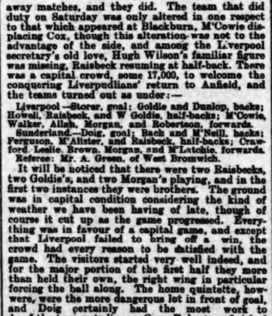 1899 LFC v Sunderland Athletic News 2