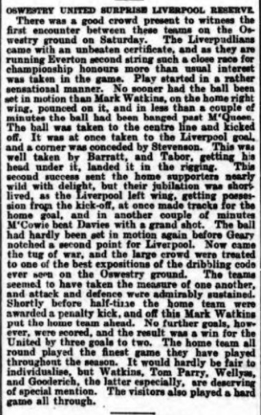 1899 Oswestry v LFC Reserves 1