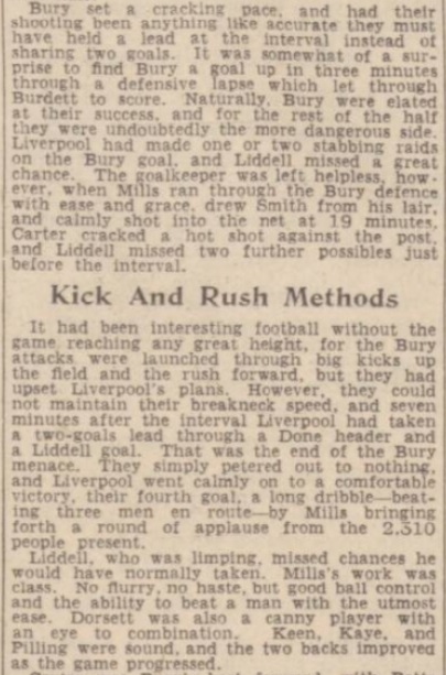 1942 Bury v Liverpool Daily Post September 2