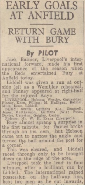 1942 Liverpool v Bury October Express 1