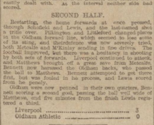 1917 Liverpool v Oldham Athletic Manchester Evening News 2