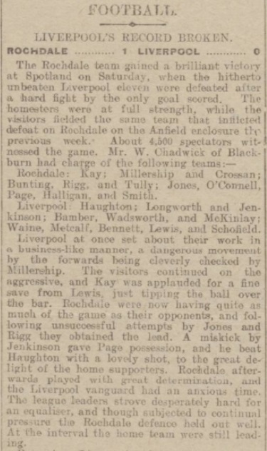 1917 Rochdale v Liverpool Rochdale Observer 1