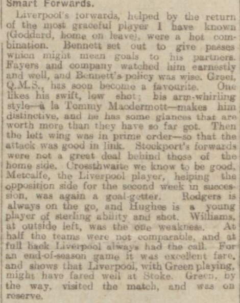 1918 Liverpool v Stockport County Echo 2